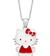 Look resplendent in red, just like Hello Kitty. This sterling silver pendant provides a whimsical touch for any occasion. Approximate length: 18 inches. Approximate drop: 1 inch.