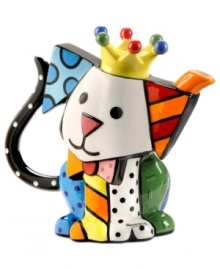 Heads and tails above the average teapot, this dog-shaped design celebrates the vivid colors and bold patterns of Brazilian pop artist Romero Britto.