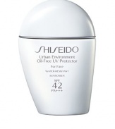 Oil-free daily protector against three major causes of skin cell damage: UV Rays, oxidation, and over production of sebum. This ultra-light formulation spreads smoothly and contains mineral powders and herbal extracts to maintain a pore-free and shine-free finish. Formulated with Shiseido's highly effective multi-defense sun protection system and advanced skincare ingredients which prevent damage and free radical production. Suitable for oily skin types. 1 oz.