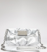 MARC BY MARC JACOBS' chicly sized leather crossbody is a precious take on metals. An easy option for day or night, this silvery bag shines against an all-black palette.