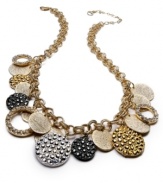 Bold and beautiful. Alfani's statement necklace is crafted from gold-tone mixed metal with silver- and hematite-tones added as well. Glass crystal accents add a bit of luster. Approximate length: 18 inches + 3-inch extender. Approximate drop: 3 inches.