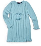 THE LOOKRibbed crewneckButton-down frontLong sleeves with ribbed ruffled cuffsDrawstring waist with pom pomsRibbed ruffled hemTHE MATERIALCottonCARE & ORIGINMachine washImported