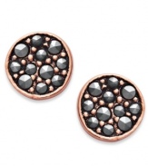 Punch up your look with a ton of sparkle. Studio Silver's pretty stud earrings feature an 18k rose gold over sterling silver setting with round-cut marcasite at the center. Approximate diameter: 2-1/2 inches.