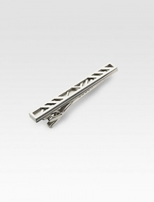 Metal check panel sets the sartorial tone for this handsomely crafted tie bar.Sterling silverAbout ½ x 2½Imported