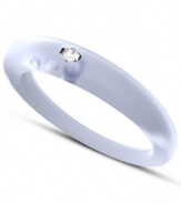 Stackable style with a hint of sparkle! DUEPUNTI's unique ring is crafted from sky blue-colored silicone with a round-cut diamond accent. Set in sterling silver. Ring Size Small (4-6), Medium (6-1/2-8) and Large (8-1/2-10)