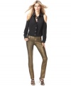 Metallic-coated denim -- what could be more perfect for holiday parties and seasonal soirees! INC's jeans feature a tailored, skinny fit in antiqued silver and burnished gold.