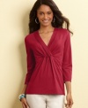 Irresistible style at an amazing everyday price: Charter Club's stretch cotton top with a flattering crossover neckline.