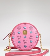 MCM's signature logo-stamped bag goes girly in bubble-gum pink. Shoulder the sweet style with frills for over-the-top feminine flair.