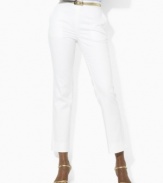 Crafted in lustrous cotton sateen with a hint of stretch for comfort, Lauren by Ralph Lauren's classic pants are rendered in a chic ankle-length silhouette for modern style.