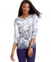 Pretty rhinestone embellishments and light sublimation make for a superb henley design from Style&co.