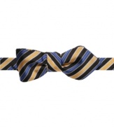 The neck's best thing. Tie on a little something different with this striped bow tie from Countess Mara.