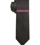 Earn your double takes. With a cool contrast stripe, this Alfani RED tie makes a first and second impression.