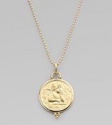 Inspired by the cherubs seen in the art of the Renaissance, the sweetly embossed angel on this coin-like disc is ready to enhance a favorite necklace or bracelet.18k yellow gold Diameter, about 1 Spring clip clasp Imported Please note: Necklace sold separately. 