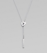 From the Trademark Collection. A sleek sterling silver design with a textured heart and logo pendant on a box chain will make you fall in love. Sterling silverLength, about 21½Pendant size, about ¾Slip-on styleMade in Italy