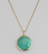 From the Lollipop Collection. An exquisite, faceted turquoise in a setting of 18k yellow gold on a graceful gold chain. Turquoise 18k yellow gold Length adjusts from about 16 to 18 Pendant diameter, about ¾ Spring ring clasp Imported