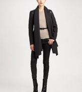 Timelessly feminine, a shawl collar jacket with a waist-defining belted silhouette and exquisite leather details.Shawl collarLeather detailsSlash pocketsFully linedAbout 32 from shoulder to hem78% wool/18% polyamide/3% polyester/1% other fabricDry clean by leather specialistImported Model shown is 5'10 (177cm) wearing US size Small. 