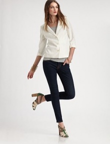 EXCLUSIVELY AT SAKS. This single-breasted wardrobe staple boasts a slightly boxier silhouette and cropped three-quarter sleeves.Foldover lapelsThree-button closureThree-quarter sleevesPrincess seamsAbout 29 from shoulder to hem70% polyester/30% rayonDry cleanImportedModel shown is 5'10 (177cm) wearing US size Small.ABOUT THE DESIGNER Former fourth-grade schoolteacher Kara Laricks always told her students to be true to themselves. 