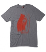 This Quiksilver Grim Reaper graphic tee blends word play with wave play.