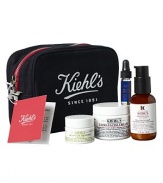 Kiehl's skin care works to strengthen and protect your skin's natural barrier for healthier, younger looking skin. Guaranteed in 28 days. Set includes Ultra Facial Cream (1.7 oz.), Powerful-Strength Line-Reducing Concentrate (1.7 oz.), Creamy Eye Treatment with Avocado (0.5 oz.), Midnight Recovery Concentrate (0.14 oz.), and an exclusive canvas Kiehl's travel bag. 