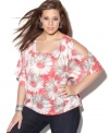 Flaunt your flower power this spring with INC's cold-shoulder plus size top, punctuated by a bubble hem.