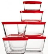 The answer to keeping your kitchen clean, orderly & efficient. From storing ingredients & leftovers to prepping & serving, these durable, covered containers do it all and are crafted from a lighter weight, non-porous glass that is easy to handle and clean. The nesting and stacking designs are ideal additions to a busy, crowded kitchen. 2-year warranty on glass; 1-year warranty on plastic lids.