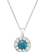 You'll really dig these blues. This sparkling pendant from Bella Bleu By EFFY Collection is crafted in 14k white gold with blue and white diamond accents. Approximate length: 18 inches. Approximate drop: 1/10 inch.