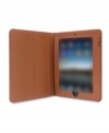 Your style statement jumps right off the cover. Aged, belting leather is the perfect protector for your most valuable possession and travel companion! Custom fit and conveniently designed for the Apple iPad, this chic cover provides quick access to the charging port and control buttons with a front flap that opens to create a flat desktop surface. Lifetime warranty.