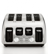 Brushed stainless steel stands out on your countertop and is backed up by incredible precision & speed. With 6 browning levels, this toaster meets the gold standard and a high-lift level rids you of sticky situations and ruined toast. Model TF5600002.