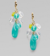 A whimsical creation of vibrant glass beads.Glass 12k goldplating Length, about 3 Lever backs Imported