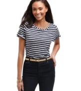 A casual tee in punchy stripes makes a cheerful addition to any wardrobe, from Charter Club.