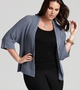 A cropped silhouette defines this Eileen Fisher kimono-sleeve cardigan, a chic layering piece for your favorite dresses, tanks and tees.