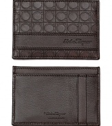 Crafted in beautiful Italian leather, this handsome credit card case is accented with logo embossing on front and 4 credit card slots.