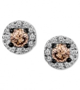 Twinkling treasures. Le Vian's petite stud earrings combine round-cut chocolate diamonds at the center (1/5 ct. t.w.) amongst a halo of white diamond accents. Set in 14k white gold. Approximate diameter: 1/5 inch.