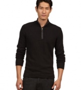 This sleek mock neck sweater from Kenneth Cole New York will add classy style to your winter wardrobe.