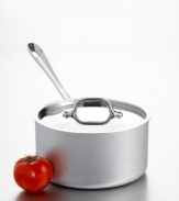 Perfect for smaller sauces, vegetables and reductions, this 1.5 quart saucepan is a handy lynchpin in any kitchen. 3-ply bonded construction with a handsome brushed aluminum exterior, pure aluminum core and an easy to clean stainless steel cooking service. Brushed stainless steel handle stays cool to the touch and secured with non-corrosive rivets. Polished stainless steel lid keeps in flavor. Hand washing recommended. Manufacturer's limited lifetime warranty.