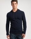 Fashion and functionality are intertwined in this double layered henley, finely crafted in soft, superior cotton for a timeless look.Attached drawstring hoodbullet text here CottonMachine washImported