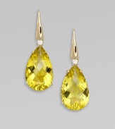 From the Ipanema Collection. Elegant faceted teardrops of glowing lemon quartz, each accented with a radiant diamond.Diamonds, 0.16 tcwLemon quartz18k yellow goldDrop, about 1Ear wireMade in Italy