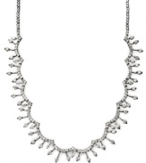 You can never have enough sparkle. B. Brilliant's stunning bib necklace features drops of round-cut cubic zirconias (3-3/4 ct. t.w.) set in sterling silver. Approximate length: 17 inches. Approximate drop: 1/4 inch.