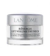 Skin Truth: Skin cells need to communicate with each other constantly. This communication is key to helping maintain the support structure that keeps the delicate skin of the neck and décolleté looking youthful. With age, this delicate skin is prone to losing definition and firmness. Lancôme Innovation New from Lancôme, Rénergie Lift Volumetry Neck features our unique GF-Volumetry(tm) complex, shown to help support cellular communication*. The neck profile appears remarkably lifted and tightened, revealing a more youthful-looking shape. See a dual-action lift for a volumetric result.