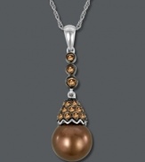 Sumptuous shimmer. A chocolate cultured freshwater pearl (10-10/1/2 mm) and chocolate diamonds (3/8 ct. t.w.) decorate Le Vian's stunning pendant. Set in 14k white gold. Approximate length: 18 inches. Approximate drop: 1-1/4 inches.