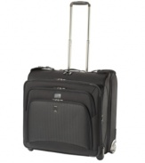 A lighter construction and fashion-forward design put you on the fast track to your destination with easy-glide removable wheels and a retractable handle that stops at different heights for travelers of all sizes and preferences. Built durable from ballistic nylon, this rolling garment bag with removable suiter features an attractive herringbone trim that sets the tone for the trip. Limited lifetime warranty.