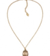 Have yourself a ball with this pendant necklace from Carolee. Crafted from gold-tone mixed metal, the necklace gets a bit of glamour with a glass pearl pendant at the center. Approximate length: 16 inches. Approximate drop: 1 inch.