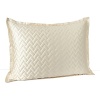 Quilted silk and cotton satin impart a rich sheen to this chevron patterned sham.