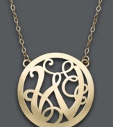 Trend setting style. This popular pendant combines a sweet scrolling design with the letter W. Circular setting and chain crafted in 14k gold. Approximate length: 17 inches. Approximate drop: 1 inch.