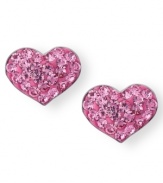 Follow your heart in all you do. Unwritten's pretty-in-pink heart stud earrings are adorned with round-cut crystals for an extra touch of sparkle. Set in sterling silver. Approximate diameter: 1/3 inch.