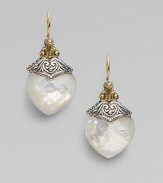 From the Astritis Collection. This beautiful style features a faceted mother-of-pearl in sterling silver and 18k gold. Sterling silver 18k gold Drop, about 1 18k gold ear wire Imported 