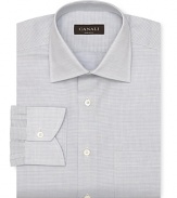 Canali Silver Small Check Dress Shirt - Slim Fit, Barrel Cuff