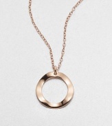 Delightfully simple, a wavy open circle pendant in sterling silver and 18k gold has a warm glowing finish of 18k rose goldplating, as does its delicate chain.18k gold and sterling silver with 18k rose goldplatingChain length, about 16-18 (adjustable)Pendant diameter, about 1Lobster claspImported