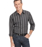 A classic addition to your workweek style is this dobby print striped shirt from Tasso Elba. (Clearance)