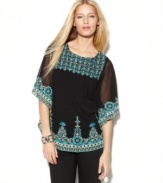 INC's embroidered top makes getting the boho-chic look so easy! Intricate embroidery adds to the global-glam look.